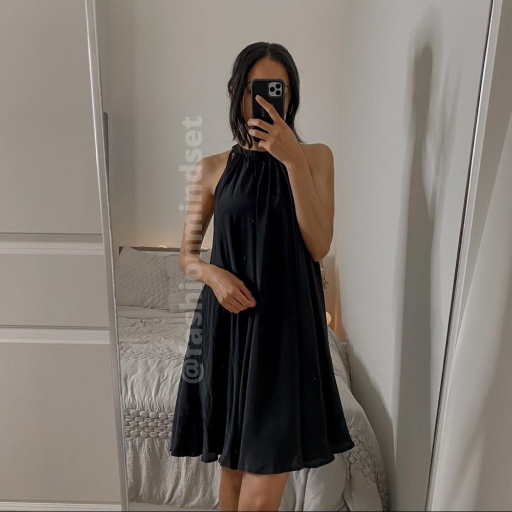 Free People X 8th Story Palmer 100% Silk Flowy Halter Mini Dress